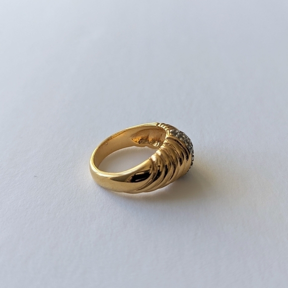 Nolan Miller Gold Dome Faux Pave Crusted Crystal Ridge Ring - sz 8 - Picture 6 of 8